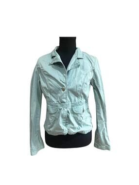 Mossimo Green Fitted Jacket Lightweight Cropped Utility Women M Y2K Spring